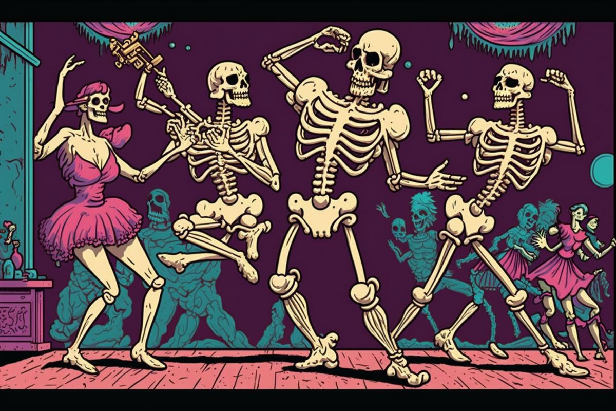 Disco with skeletons, fun and scary!