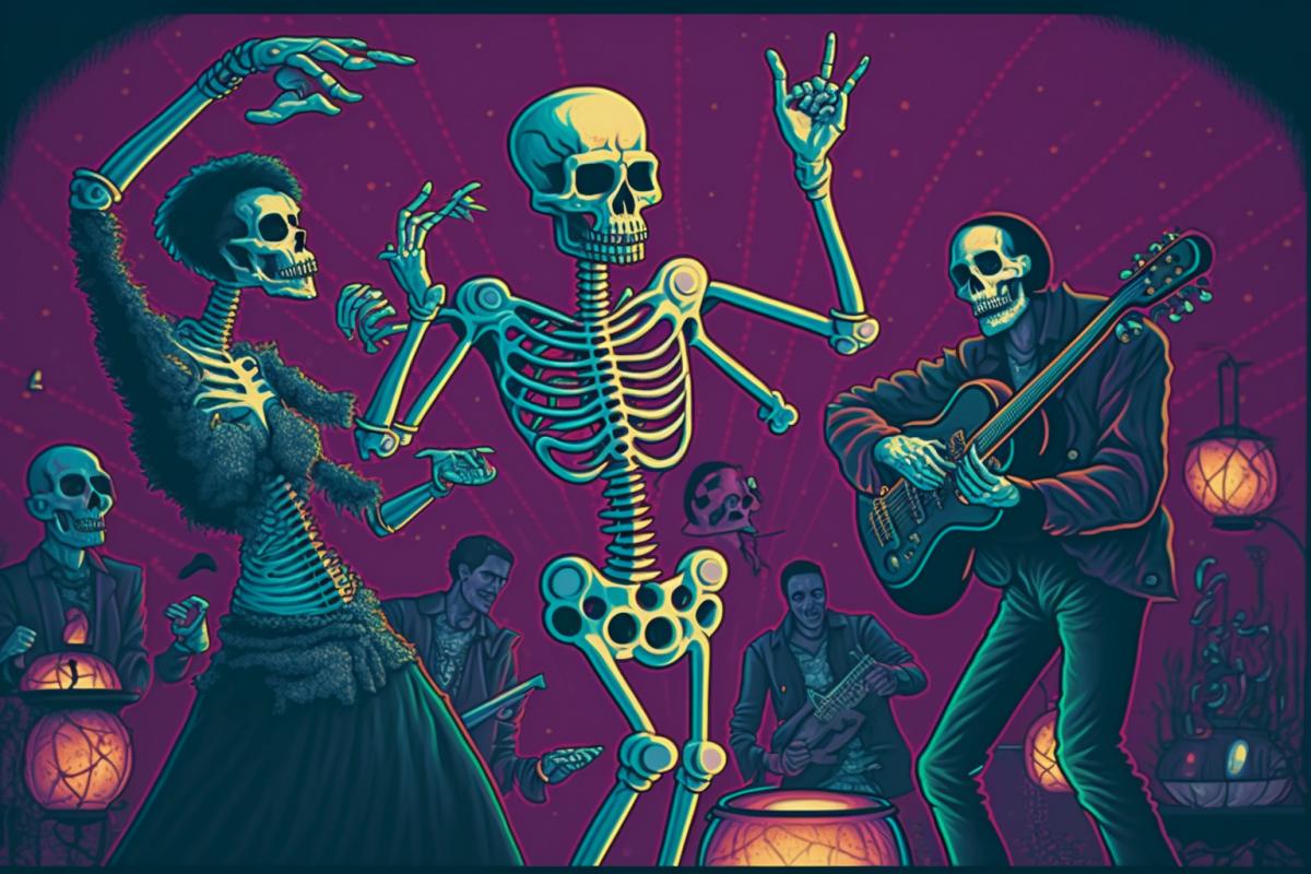 Disco with skeletons, fun and scary!