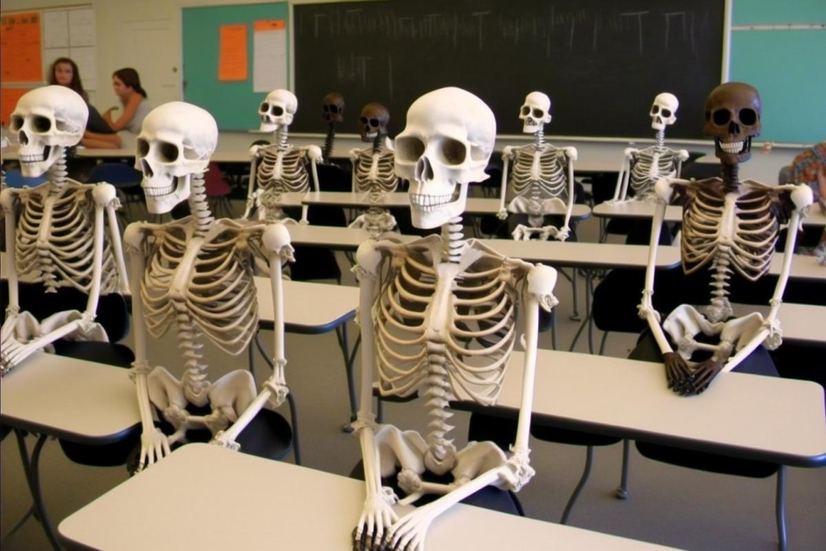 School skeletons go to skeleton school