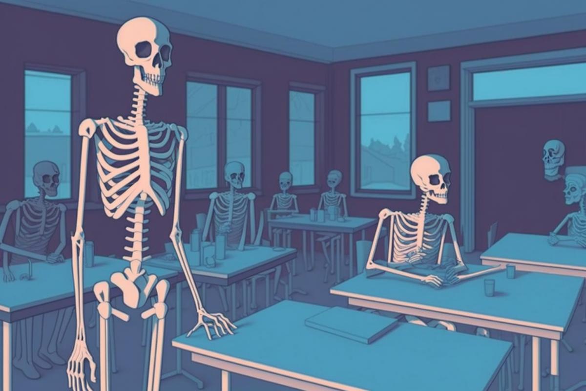 School skeletons go to skeleton school