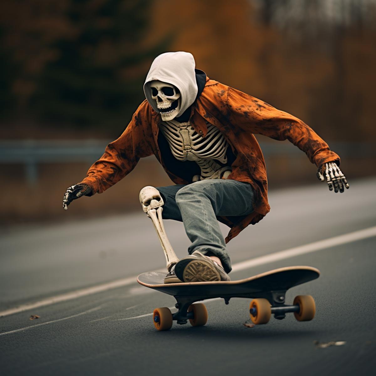 cool skeleton skateboarding, photo