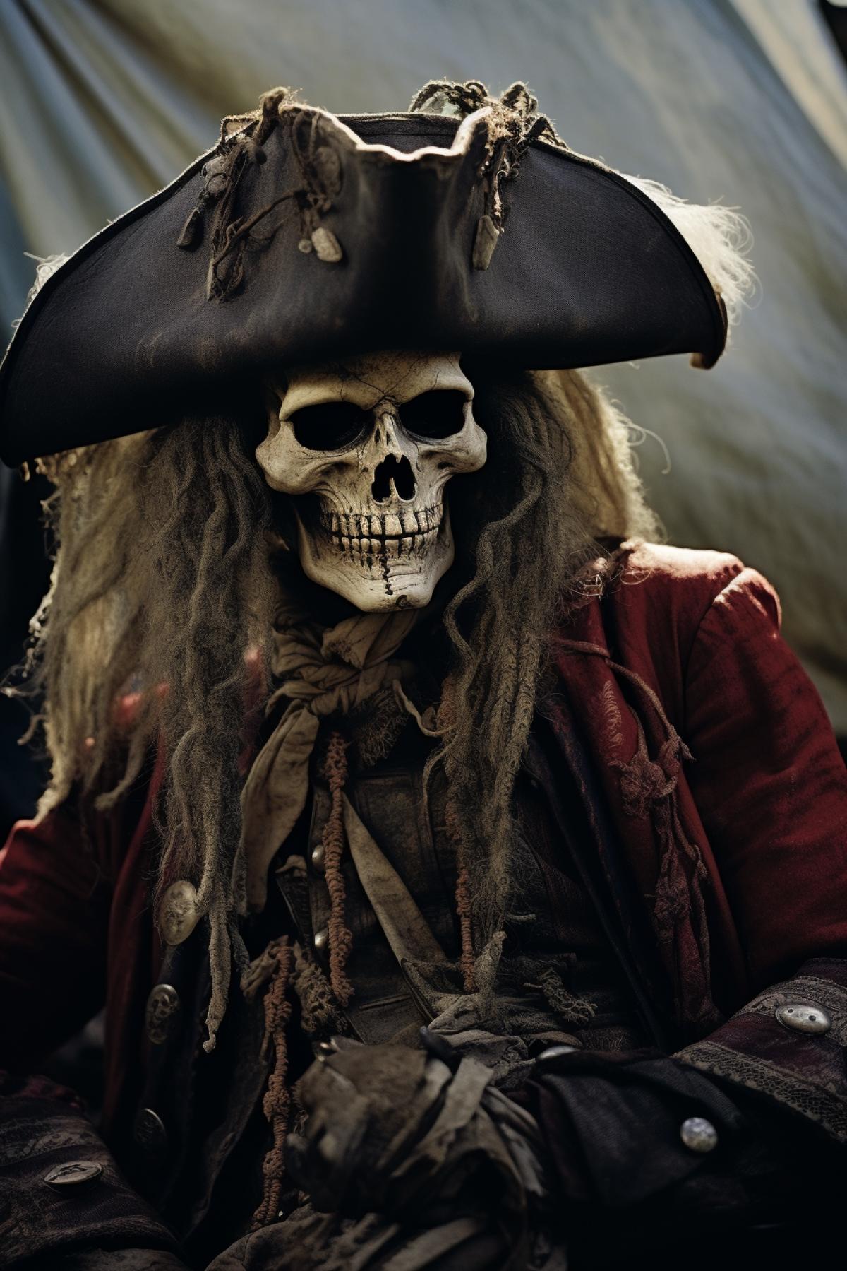 A skeleton pirate, photography by Annie Leibovitz
