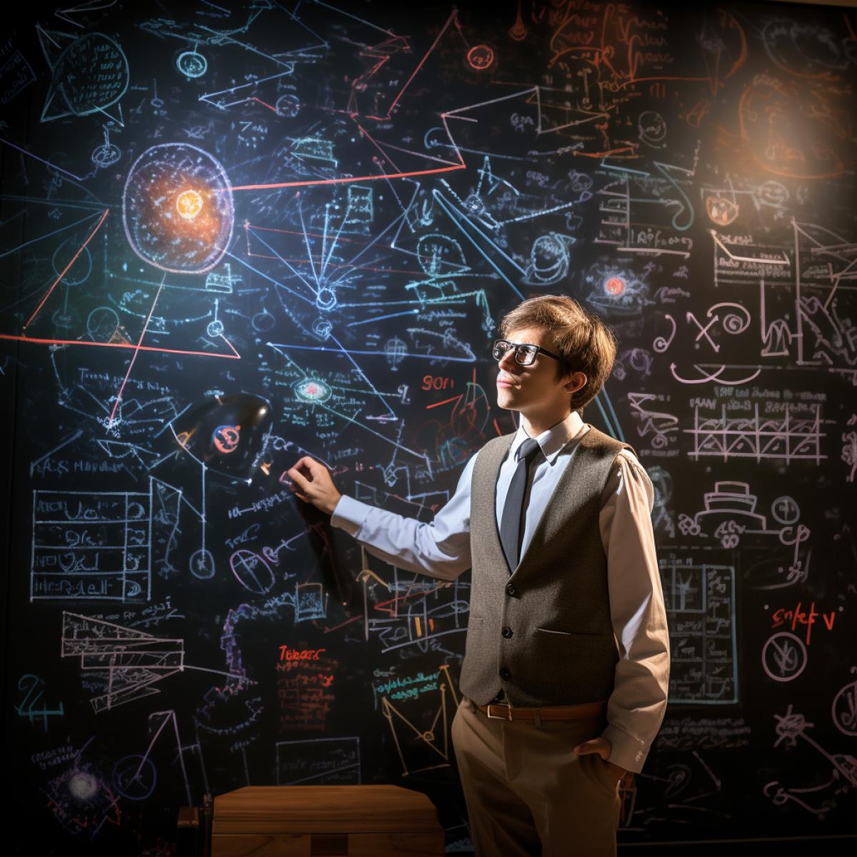 The young Proud Professor stands at the darkboard, passing on his accumulated experience and knowledge to the students. His eyes sparkle with enthusiasm as he shares his discoveries and talks about his research. He never tired of learning and marveling at new discoveries, and his passion for knowledge was contagious to all his students --no beard