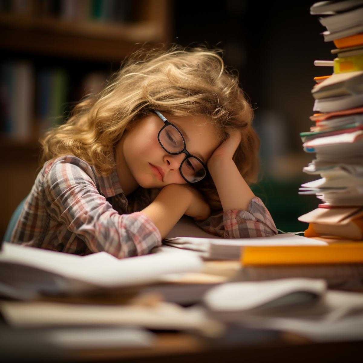 School student, studying all day long, photo