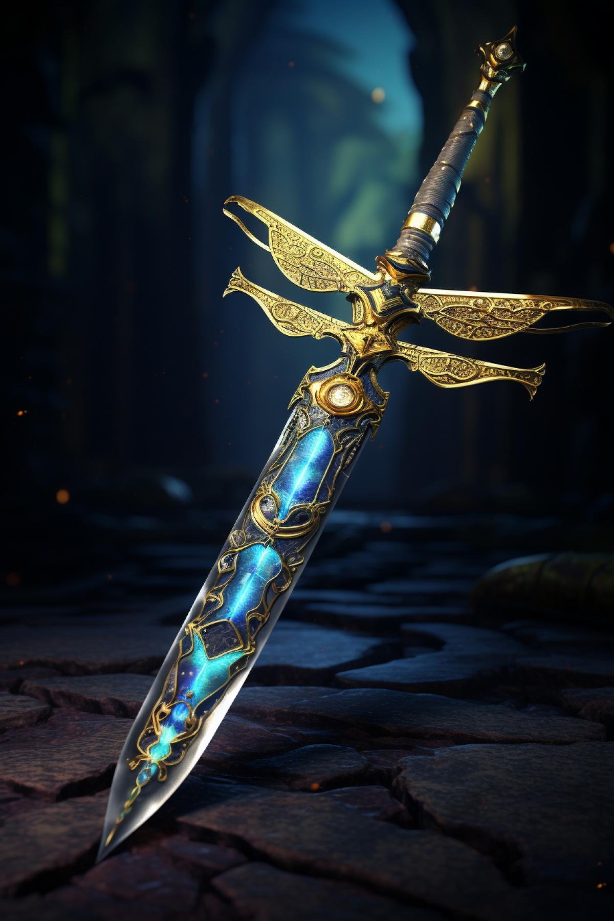 egyptian magic sword with a dark and yellow snake dragonfly, 4K HD