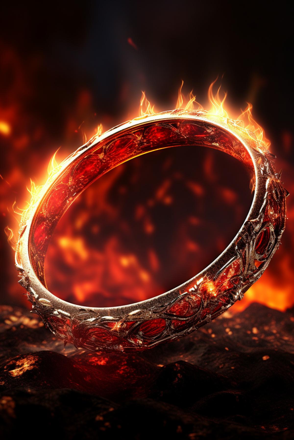 absolutely gorgeous fire ring, award winning design, shapped as a flame ornated with a fire Ruby gems , scenery, background, dynamic focus, Hyperrealist, photography, 8k, ultra high quality, insanely detailed , perfect shading, beautiful com4k, soft lighting, many particles, Sony a7 III