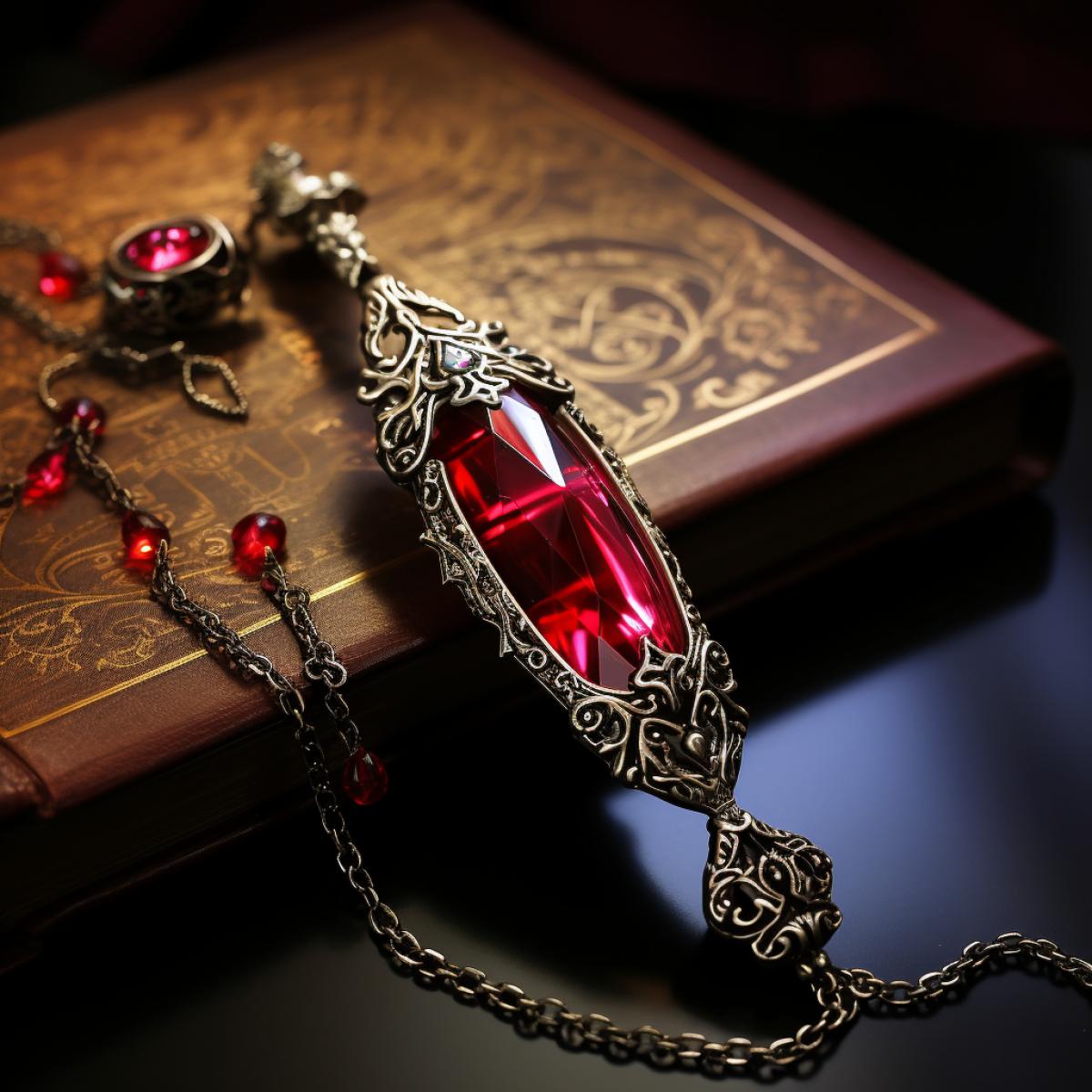 arcane magical device, brand red gemstone, fantasy