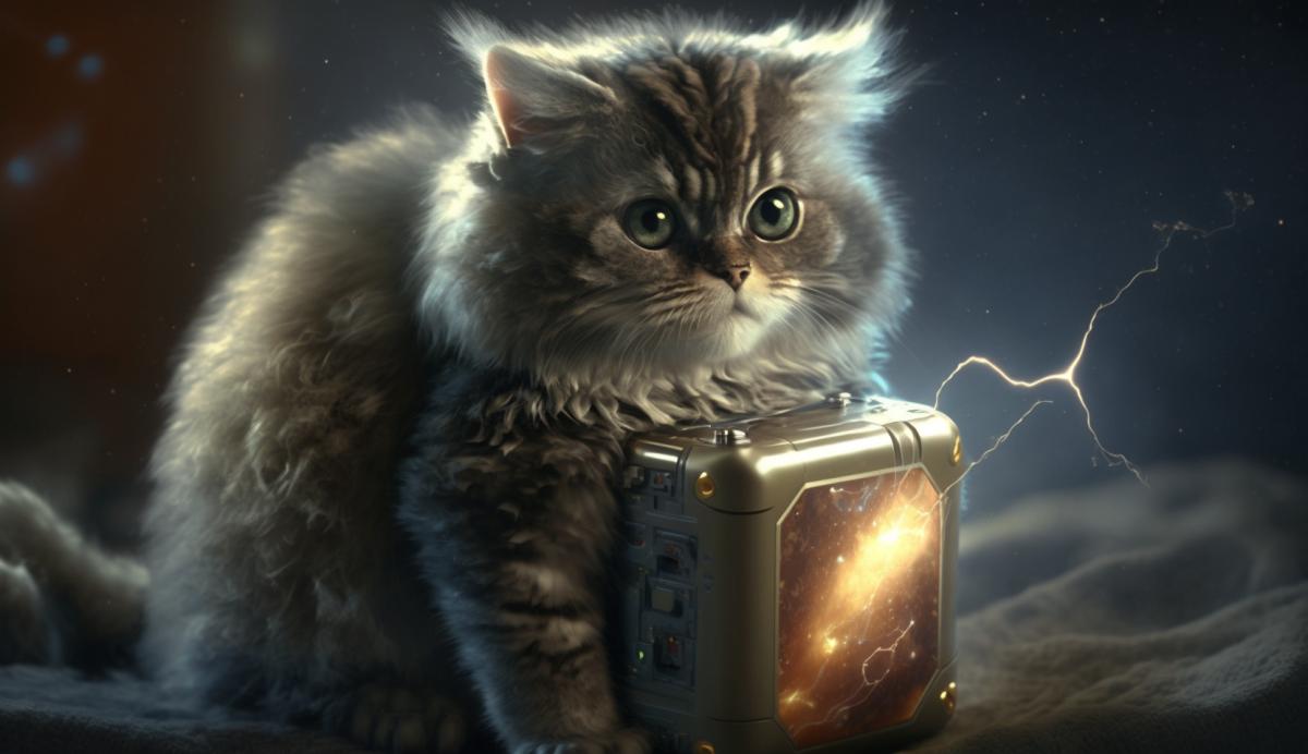 Solar battery in the form of a cat in space