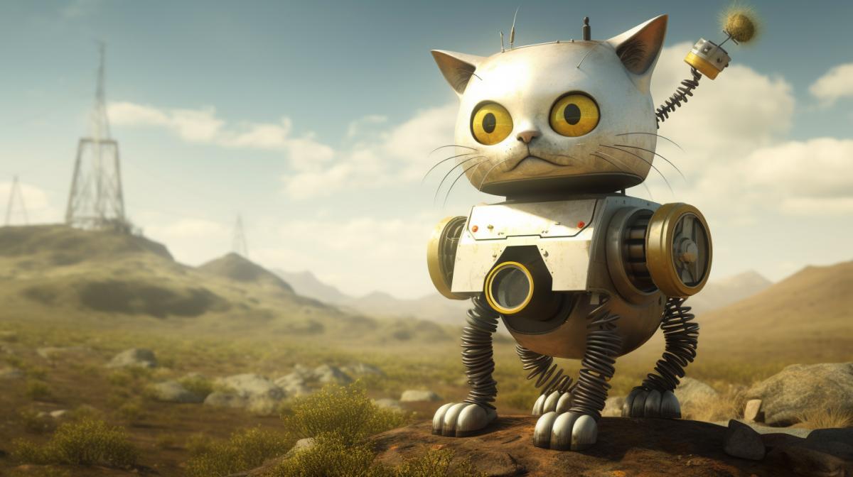 Robot cat is charged with solar energy