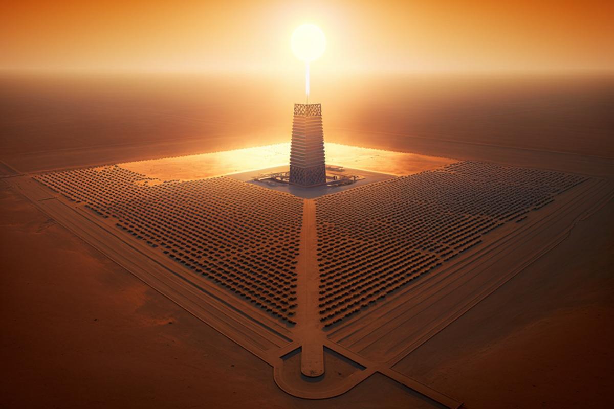 solar power plant in the hot desert