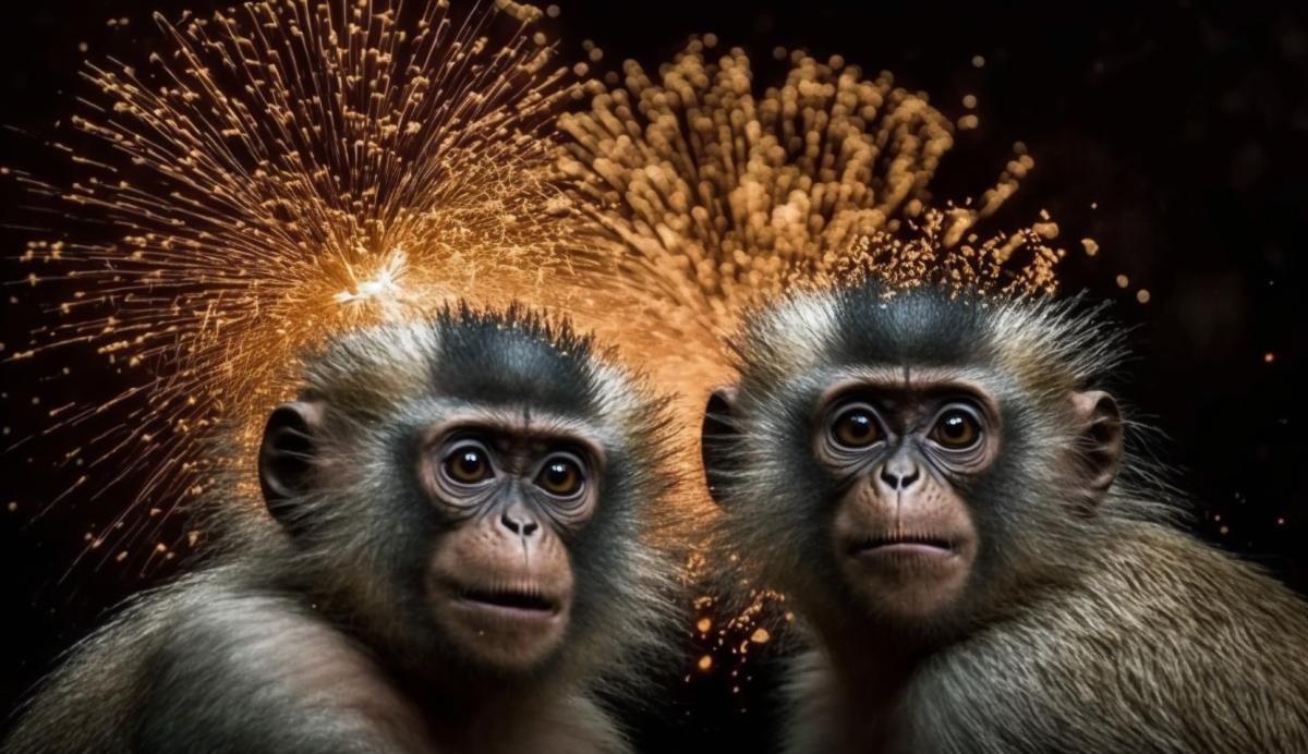 🎆 fireworks in the form of muddy monkeys