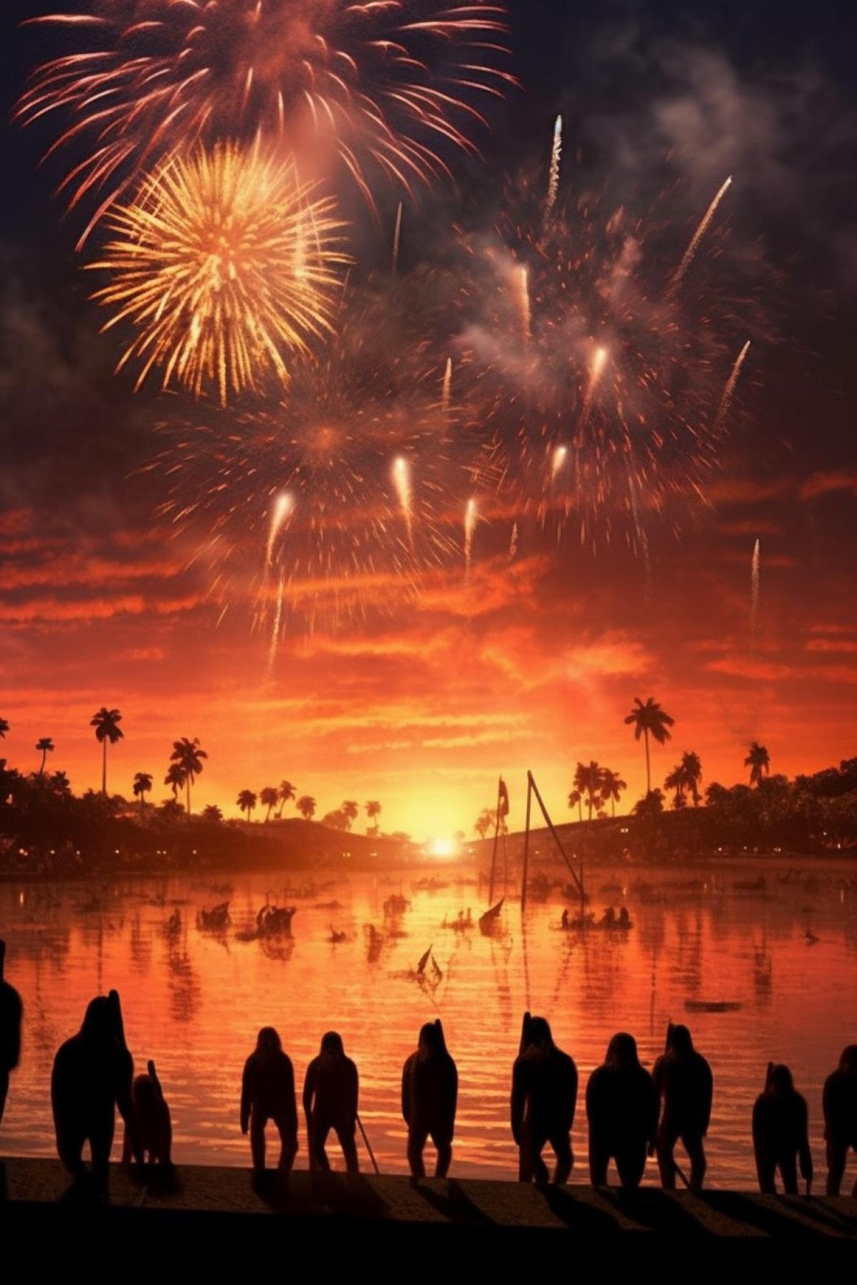 Neanderthals admiringly look at the festive grandiose fireworks 🎆✨