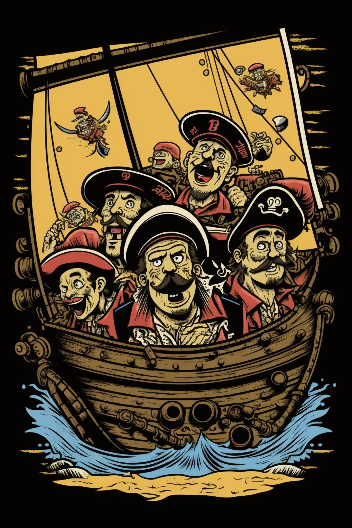 Pirates on a pirate ship sing songs