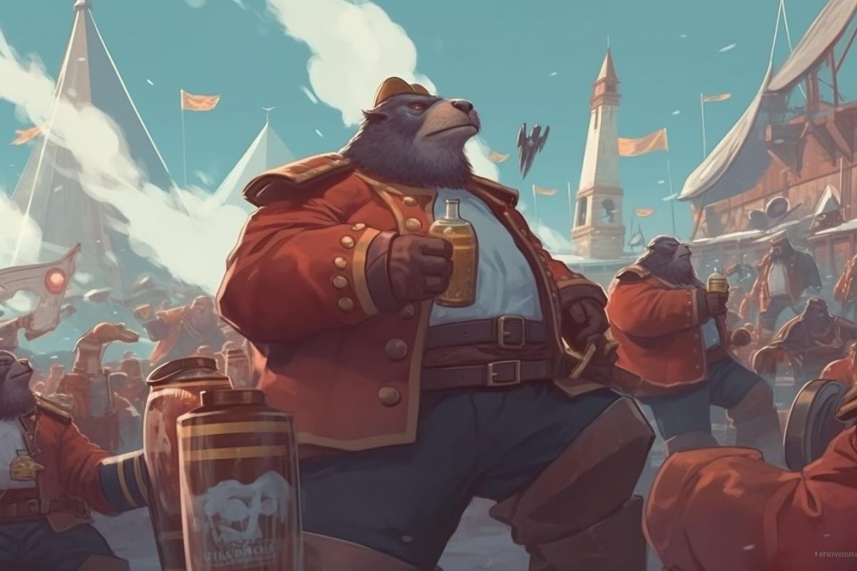 Walrus pirates with sabers and beer