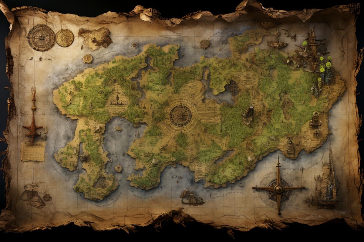 3D Pirate Treasure Map, Navigation, Highest Detail, Terrain Reconstruction, Highest Resolution Quality, Leading Work