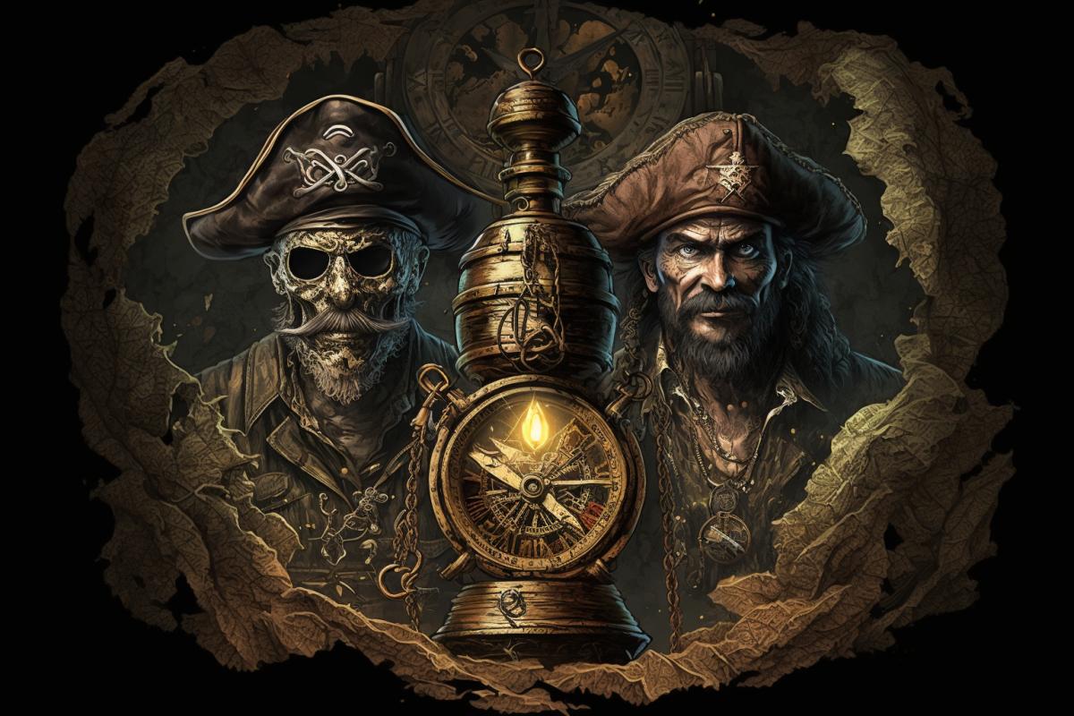 Pirates around the treasure detailed