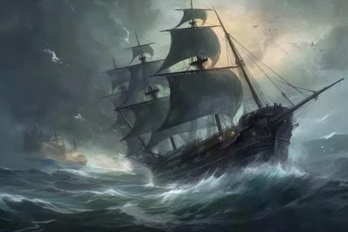 a pirate ship boarded a merchant ship, there is a battle on the deck