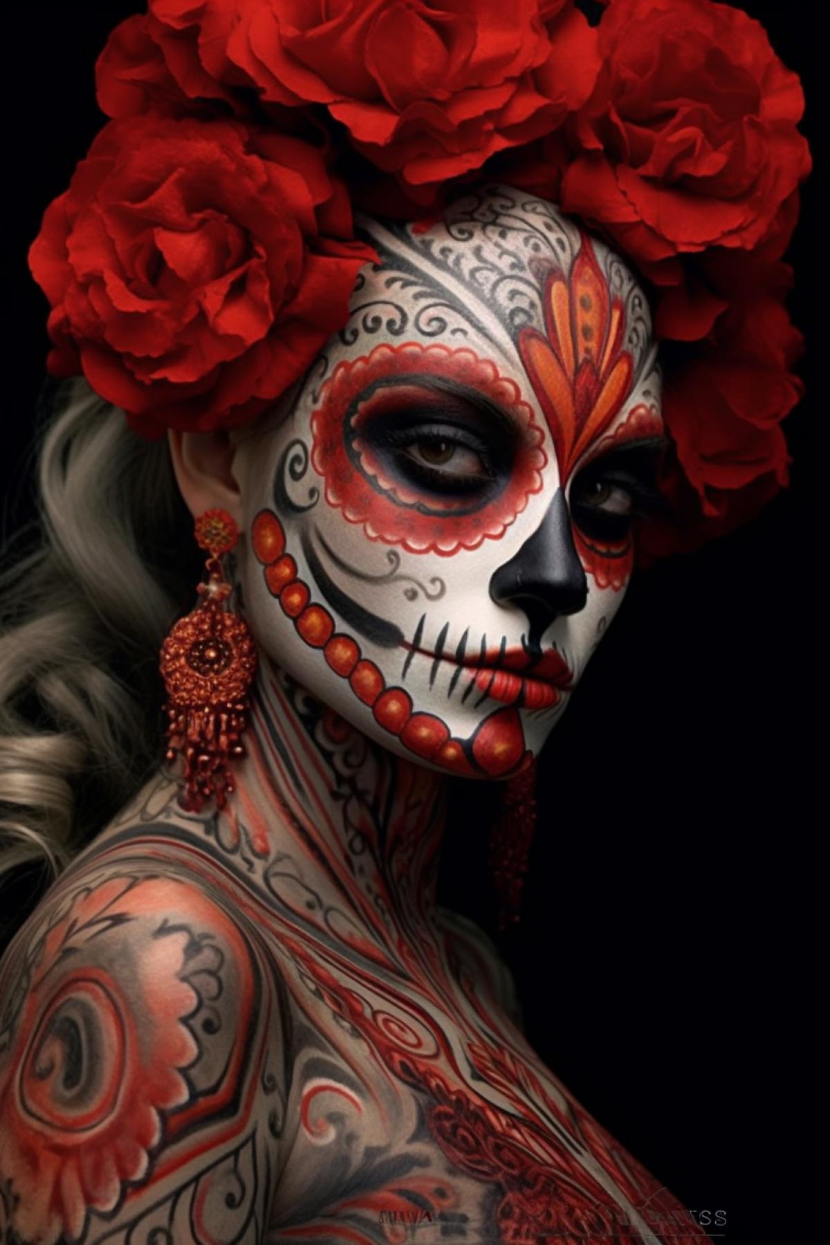 body art, a woman, The Day of the Dead