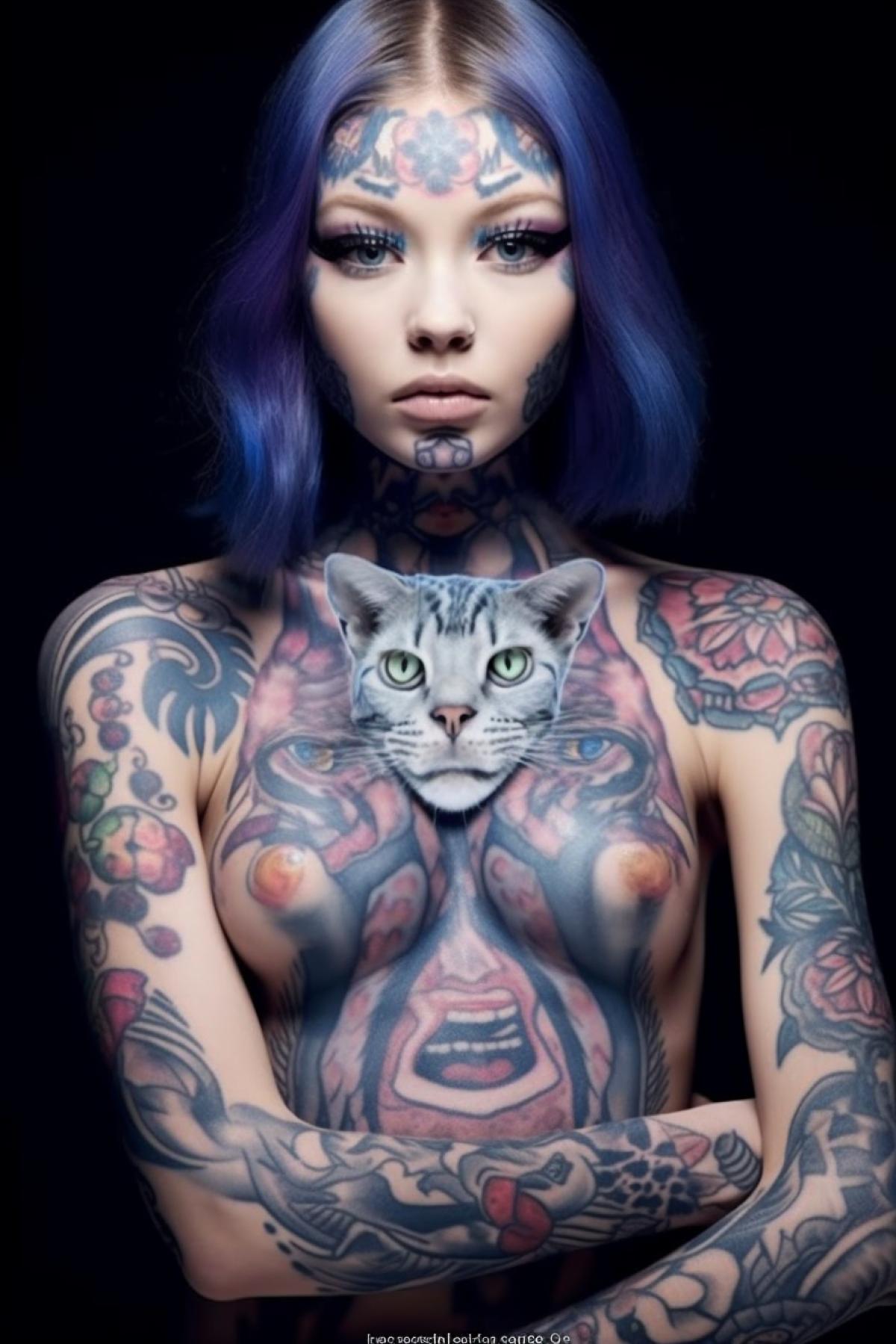 Cat humanization the most beautiful body art
