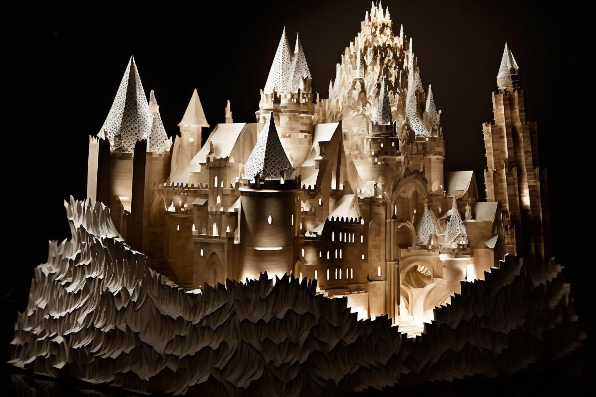 castle, style Gaudi, Japanese paper technique