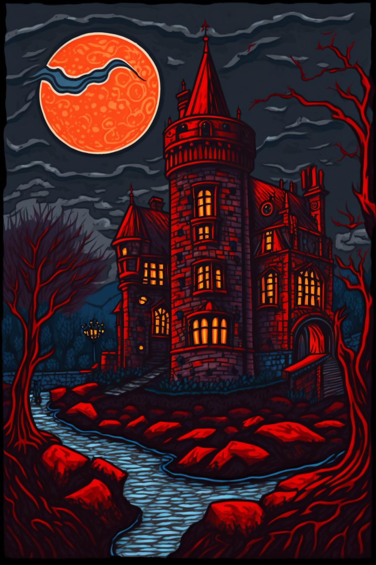 Vampire castle in patchwork style