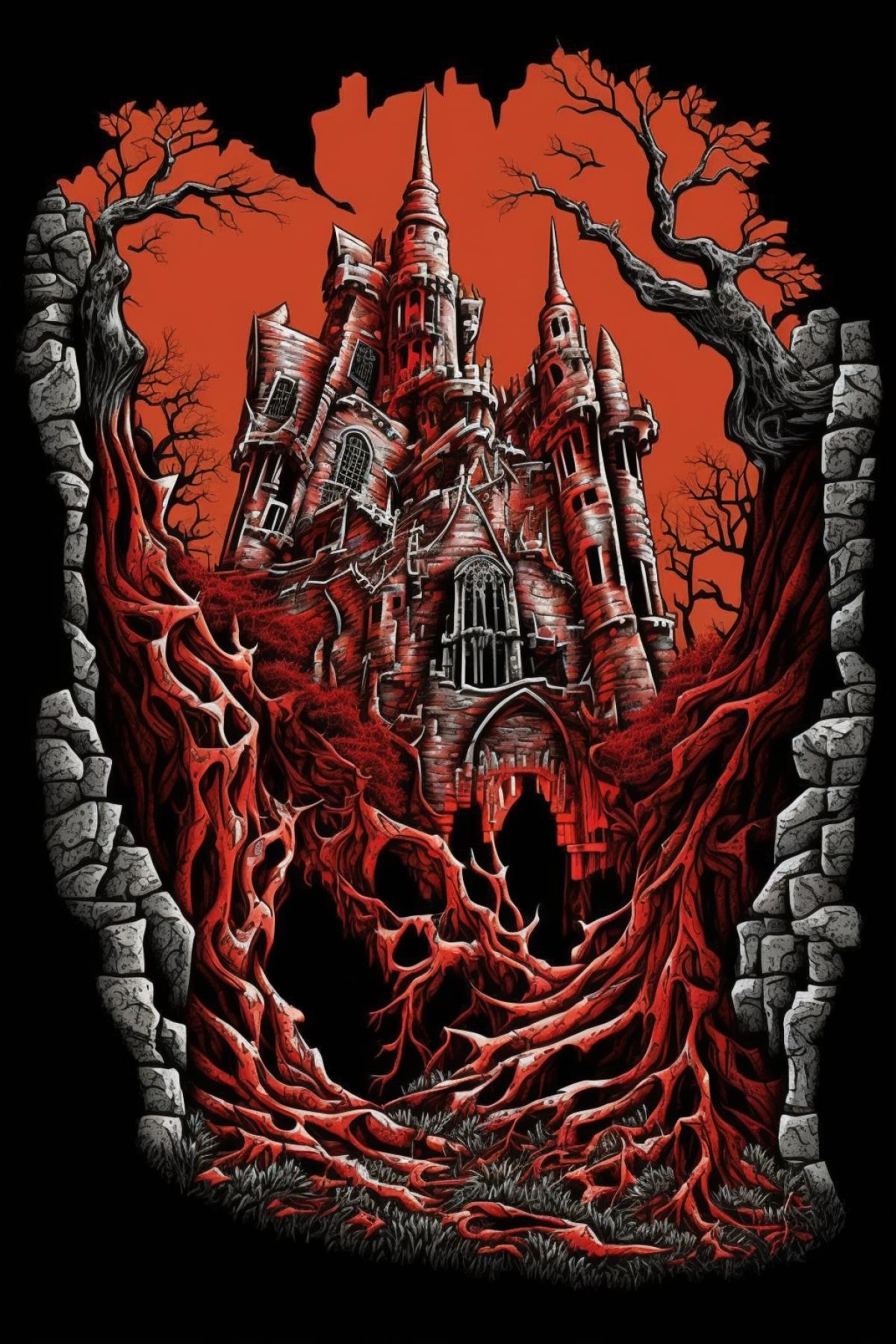 Vampire castle in patchwork style