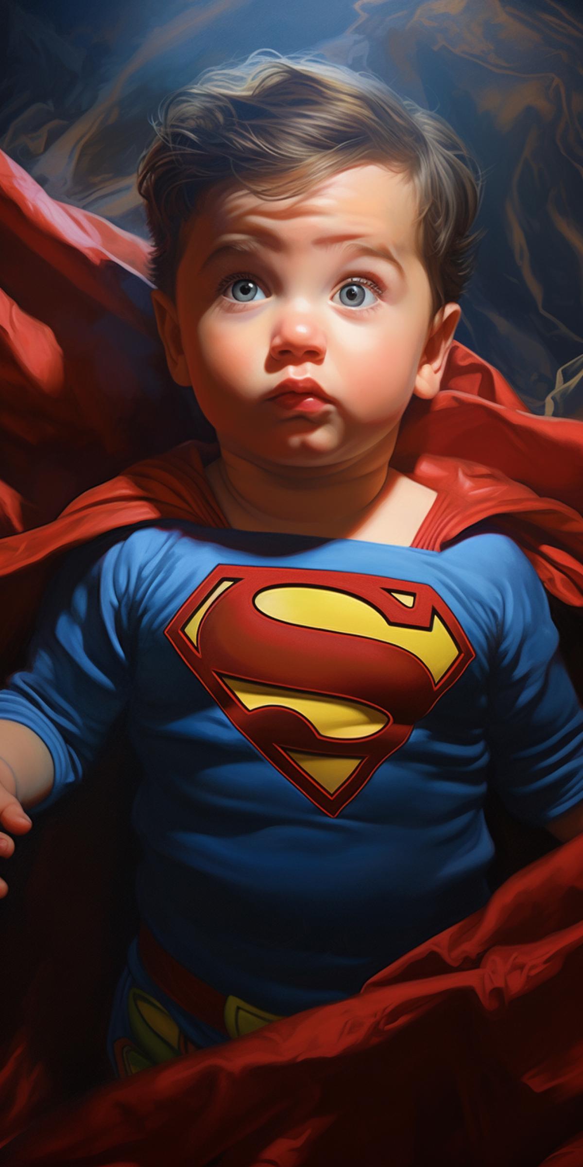 Superman as a baby , realistic image, lots of detail