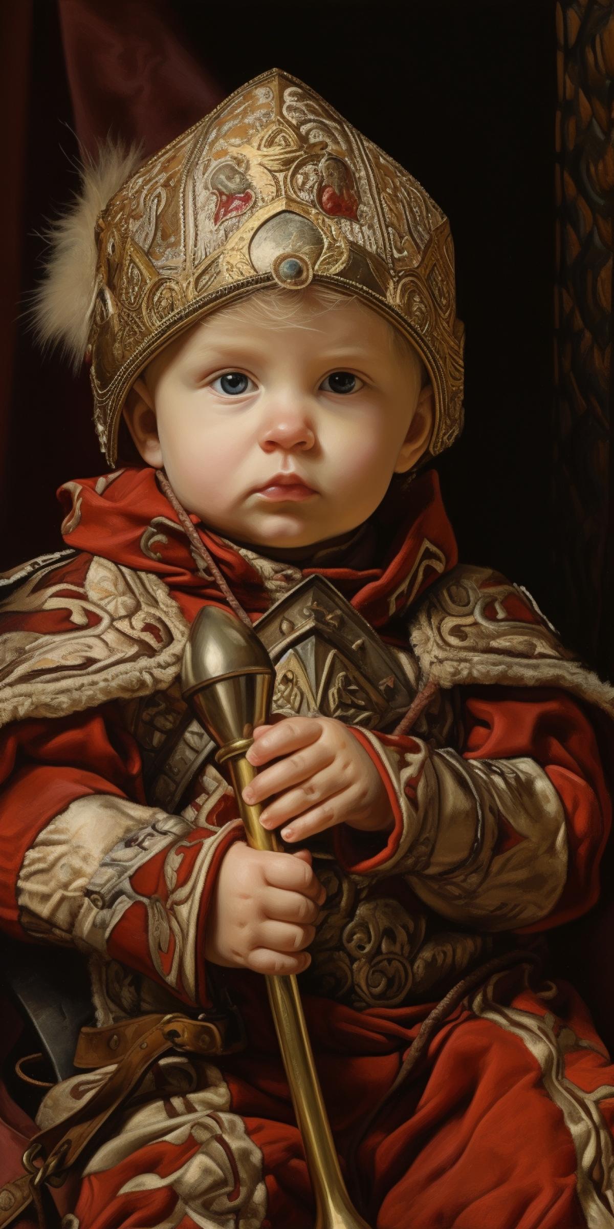 Ilya Muromets as a baby , realistic image, lots of detail