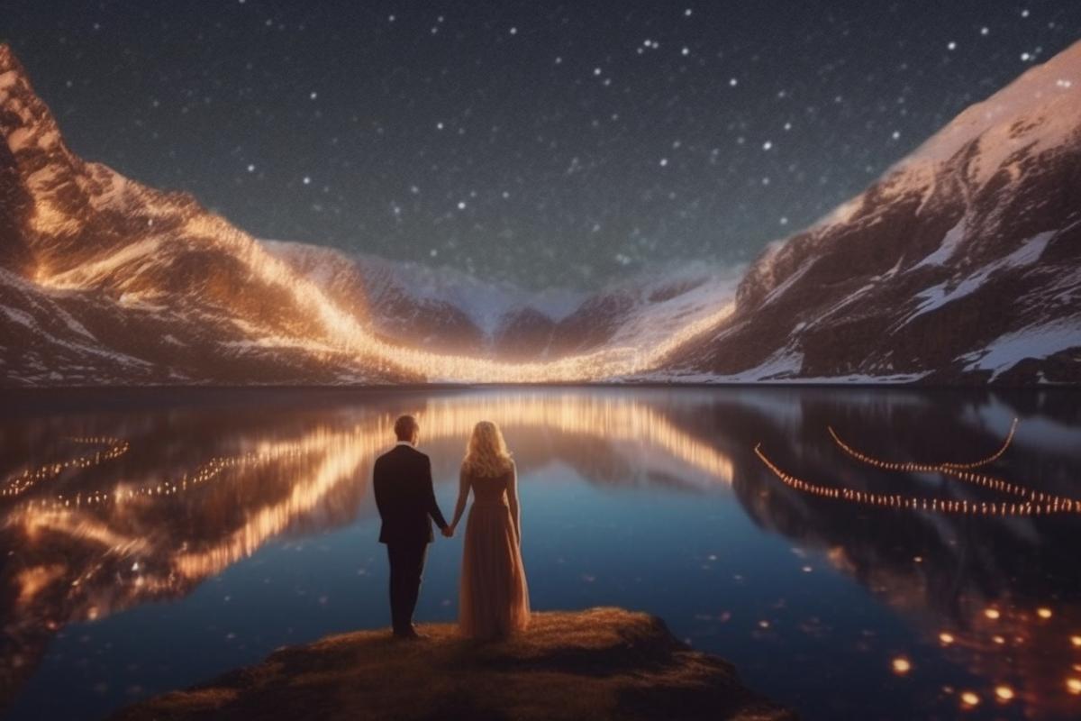 Gorgeous wedding against the backdrop of the Northern Lights