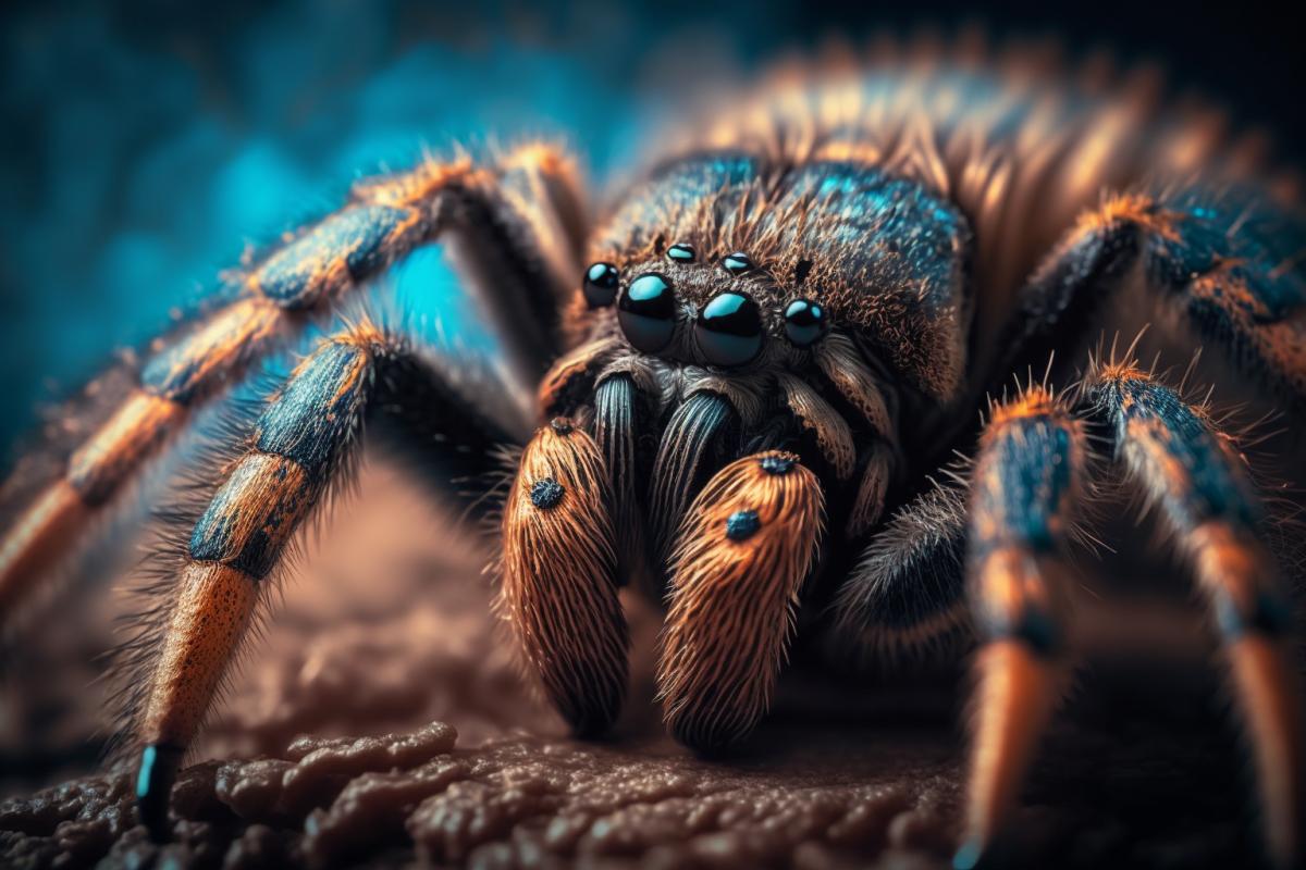 NAT GEO Detailed photograph of a tarantula from NATIONAL GEOGRAPHIC magazine, cinematic, photorealistic, extreme close-up, shot with a Canon EF 100mm f/2.8L Macro IS USM lens IS USM lens stylized 250 weird 25 style raw