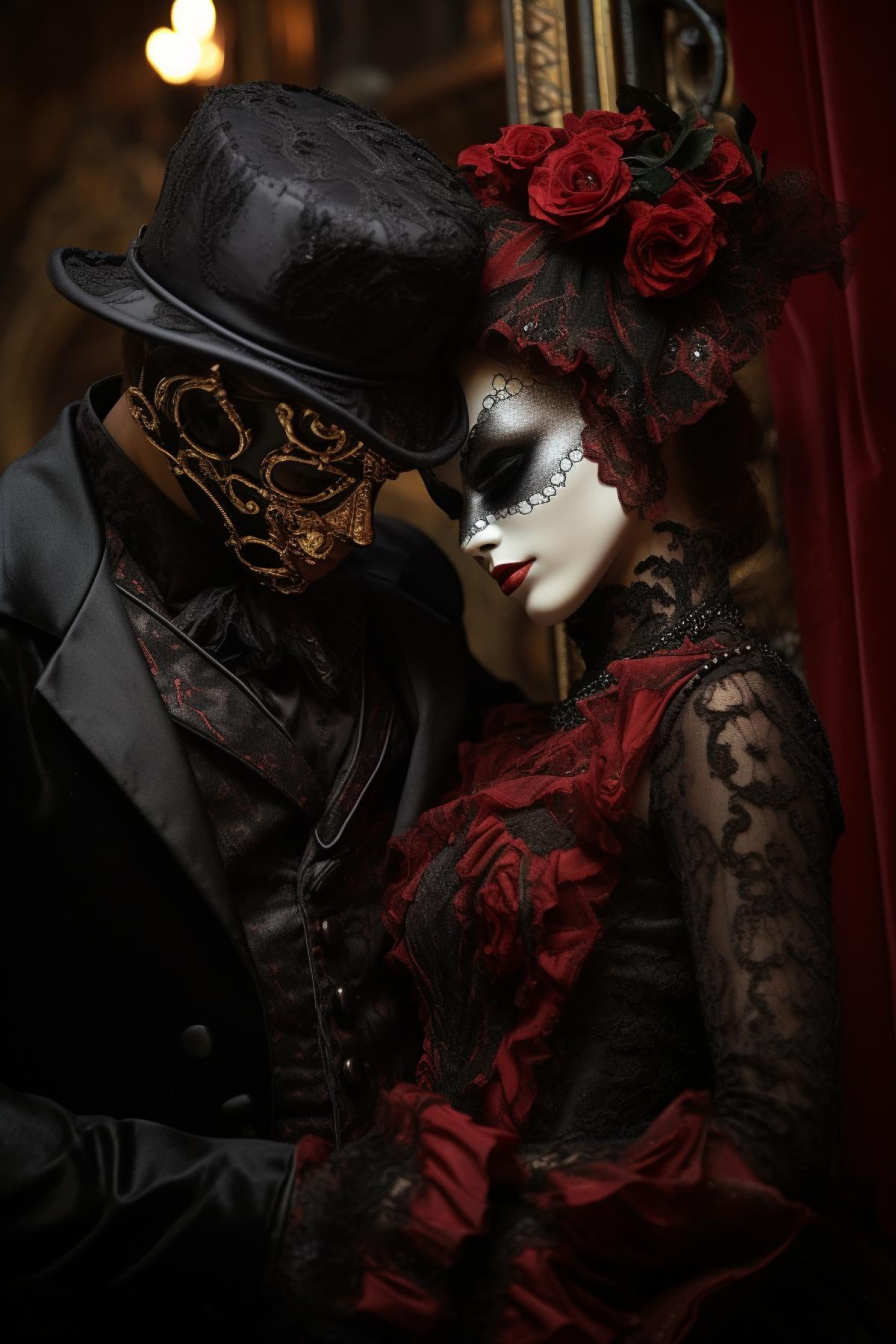 Vampires masquerade, Venetian carnival, waltz, night, gothic, atmospheric, mystical