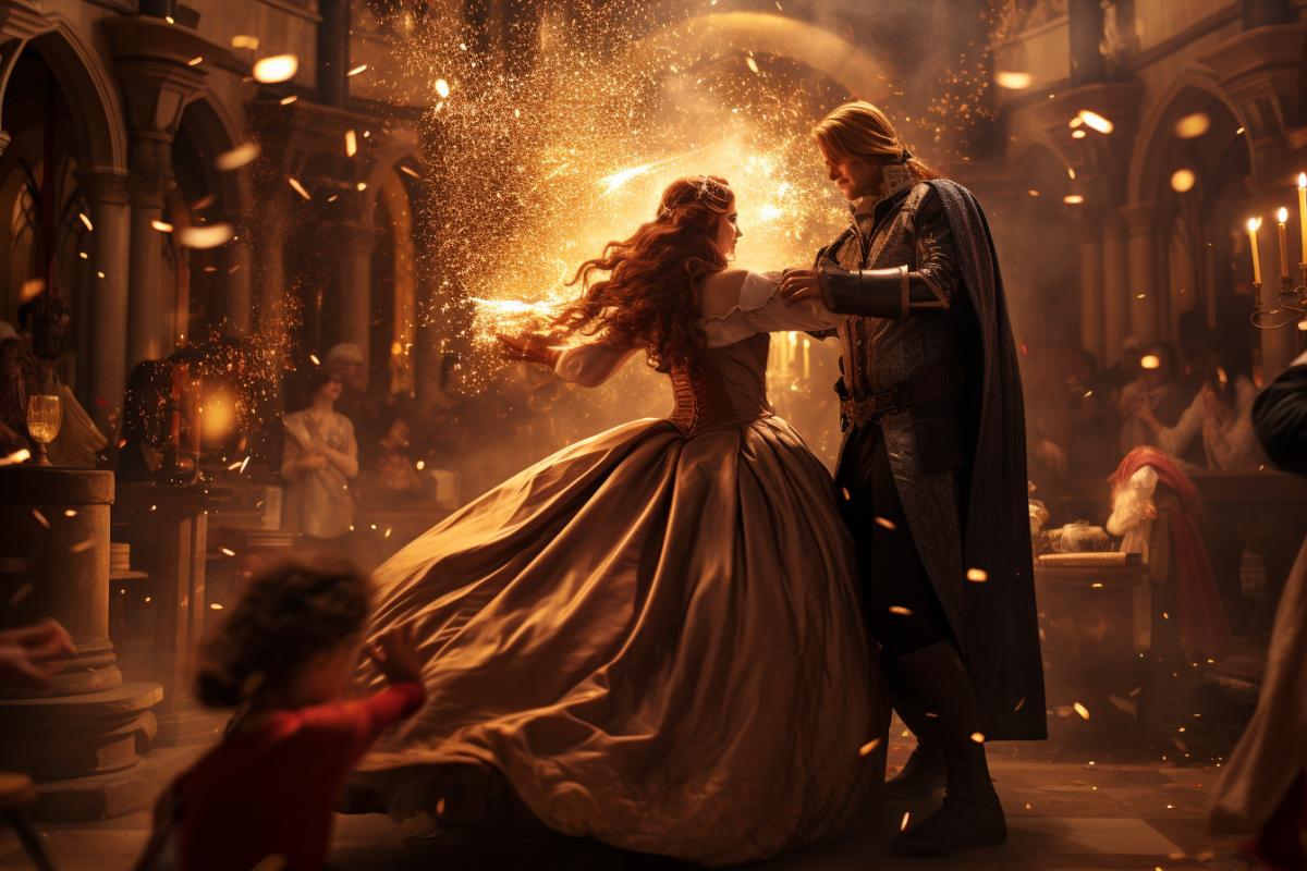 Carnival in Hogwarts, Harry Potter personages, :: dancing wizards, masquerade, :: photorealistic, atmospheric, magical