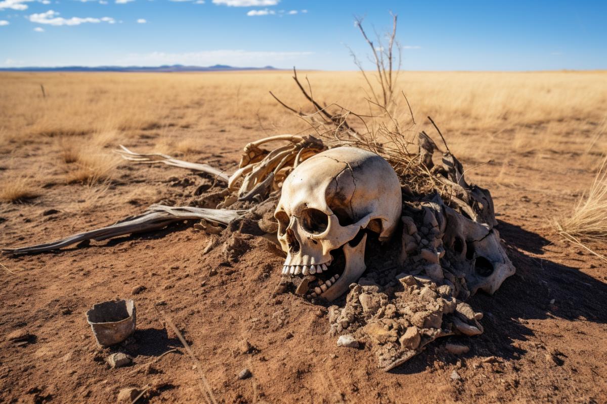 Human remains in the savannah
