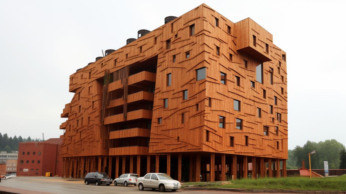 High-rise building made of wood
