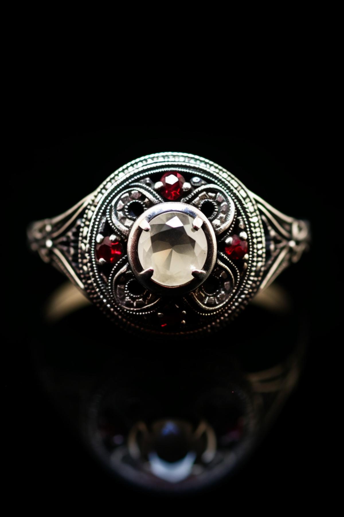 The most exquisite silver ring with garnets