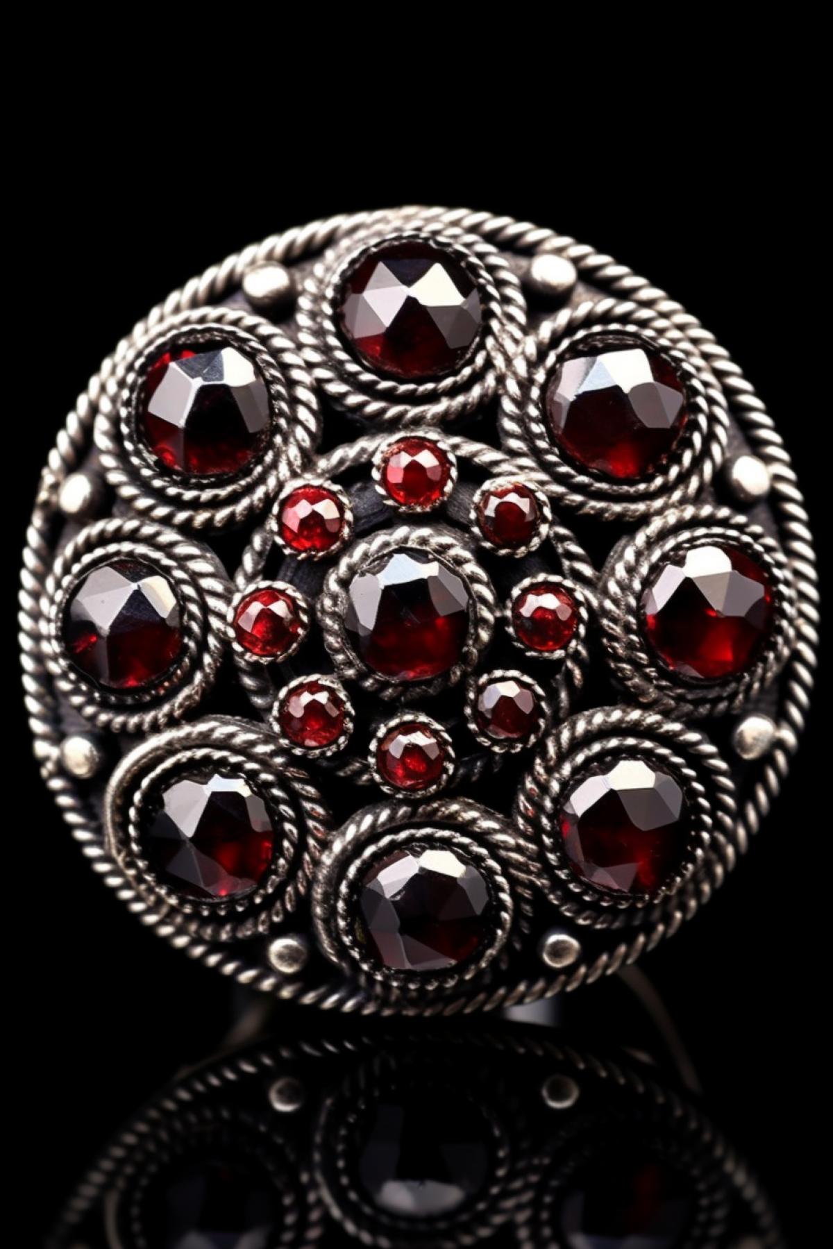 The most exquisite silver ring with garnets