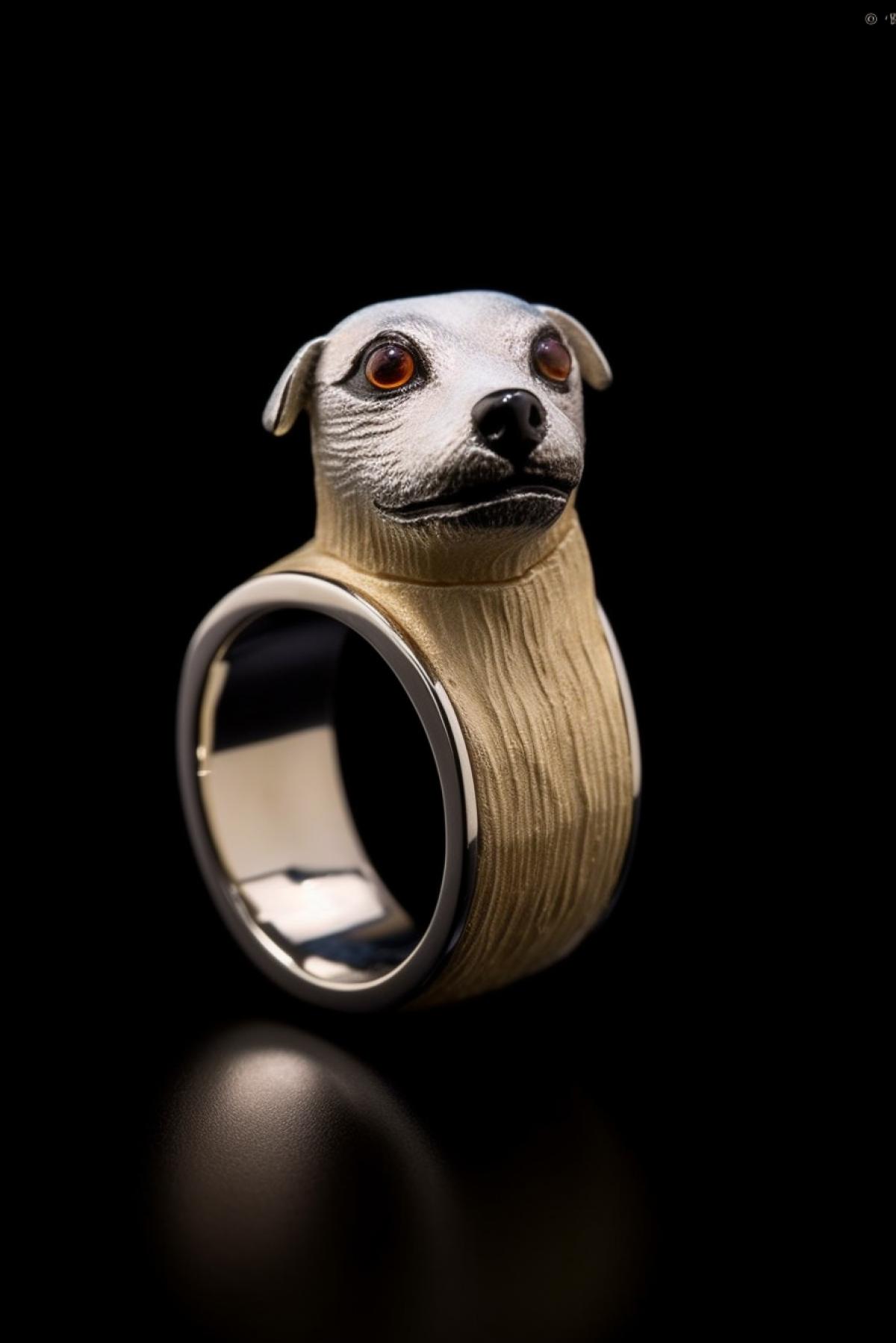 Silver precious ring with a small walrus