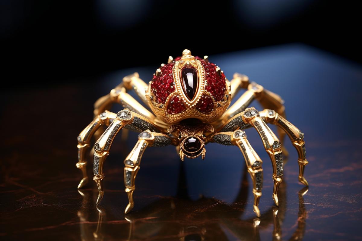 Faberge spider ring surrealism roccoco close-up