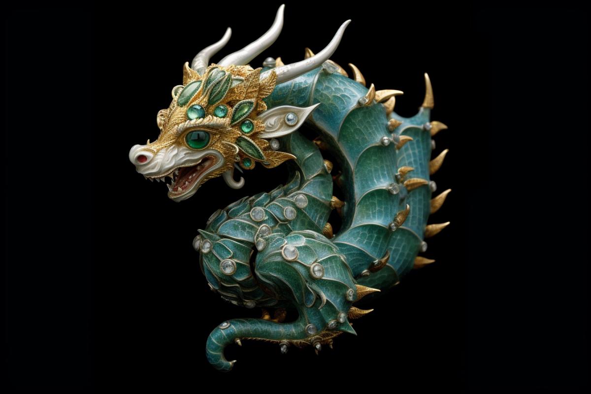 Faberge dragon brooch surrealism rococo