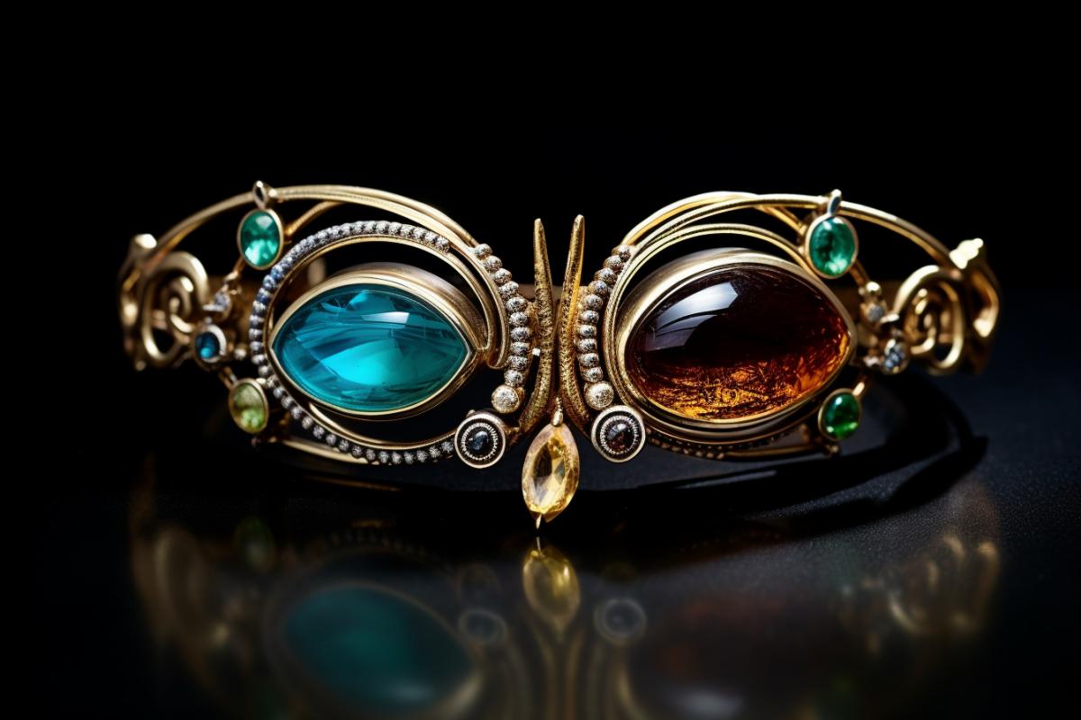 Jewelry made of precious stones in the style of Salvador Dali
