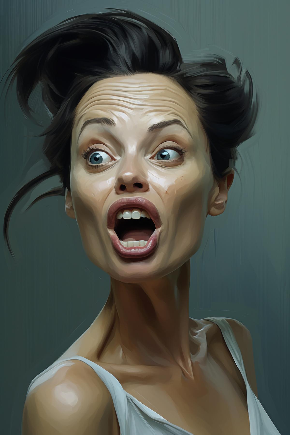 Expressive caricature in pixar style unreal charming Angelina Jolie, with exaggerated features meant to satirize the subject, funny portrait, cartoon digital painting trending on artstation, sharp focus, sharp marked lines, studio photo, intricate details, highly detailed, by greg rutkowski