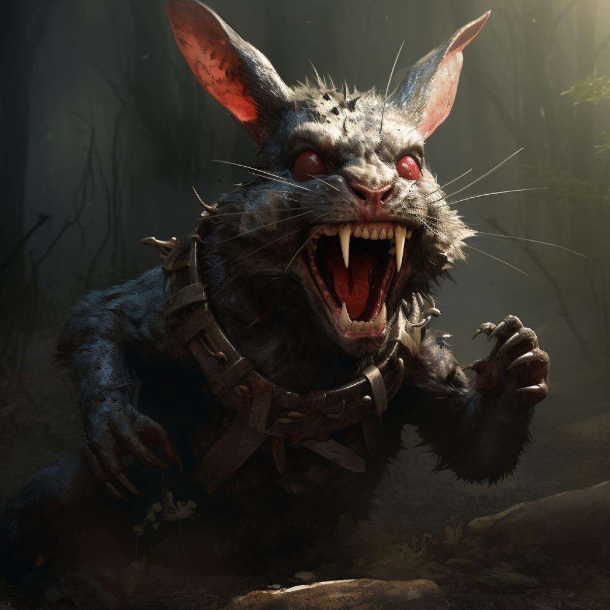 Predatory rabbit with sharp teeth
