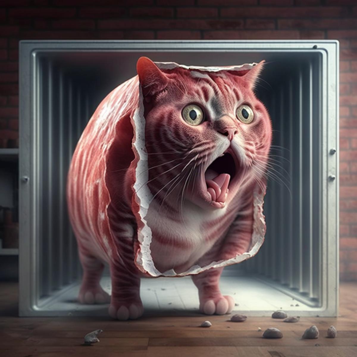 The cat is inside out meat out.