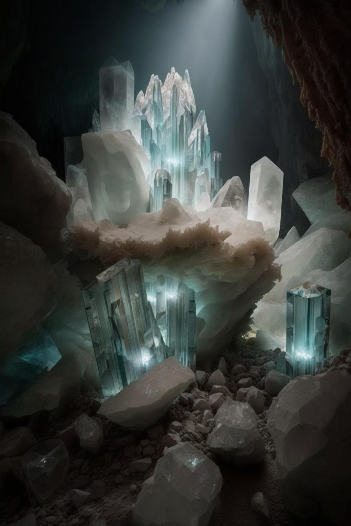 Mysterious cave of precious crystals