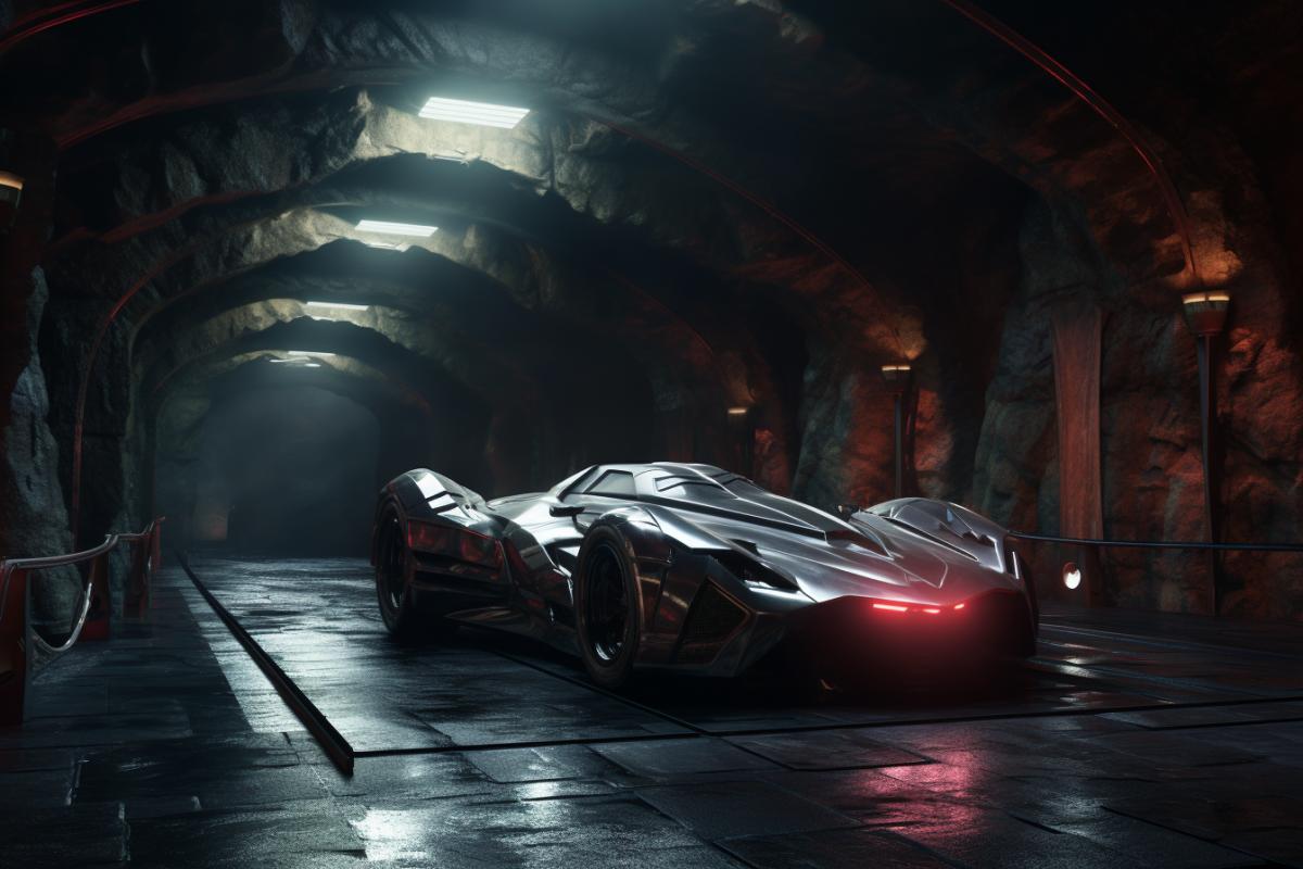 Batmans cave from the movie, photorealism, 8k