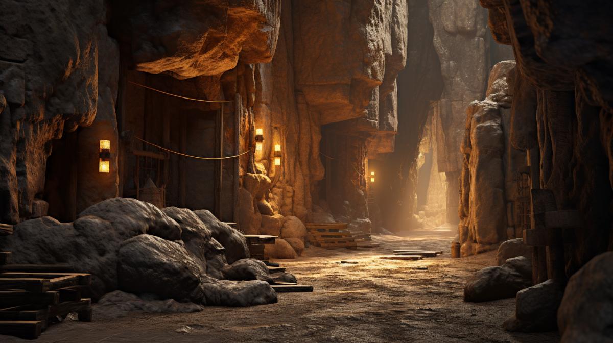 a professional photographic view picture of an alley in a cave, photographic filter unreal engine 5 realistic hyperdetailed 8 k ultradetail cinematic concept art volumetric lighting, very beautiful scenery, very realistic effect, hd, hdr, cinematic 4 k wallpaper, 8 k, sharp focus, octane render, ultra detailed, high resolution, artstation trending on artstation in the style of albert dros