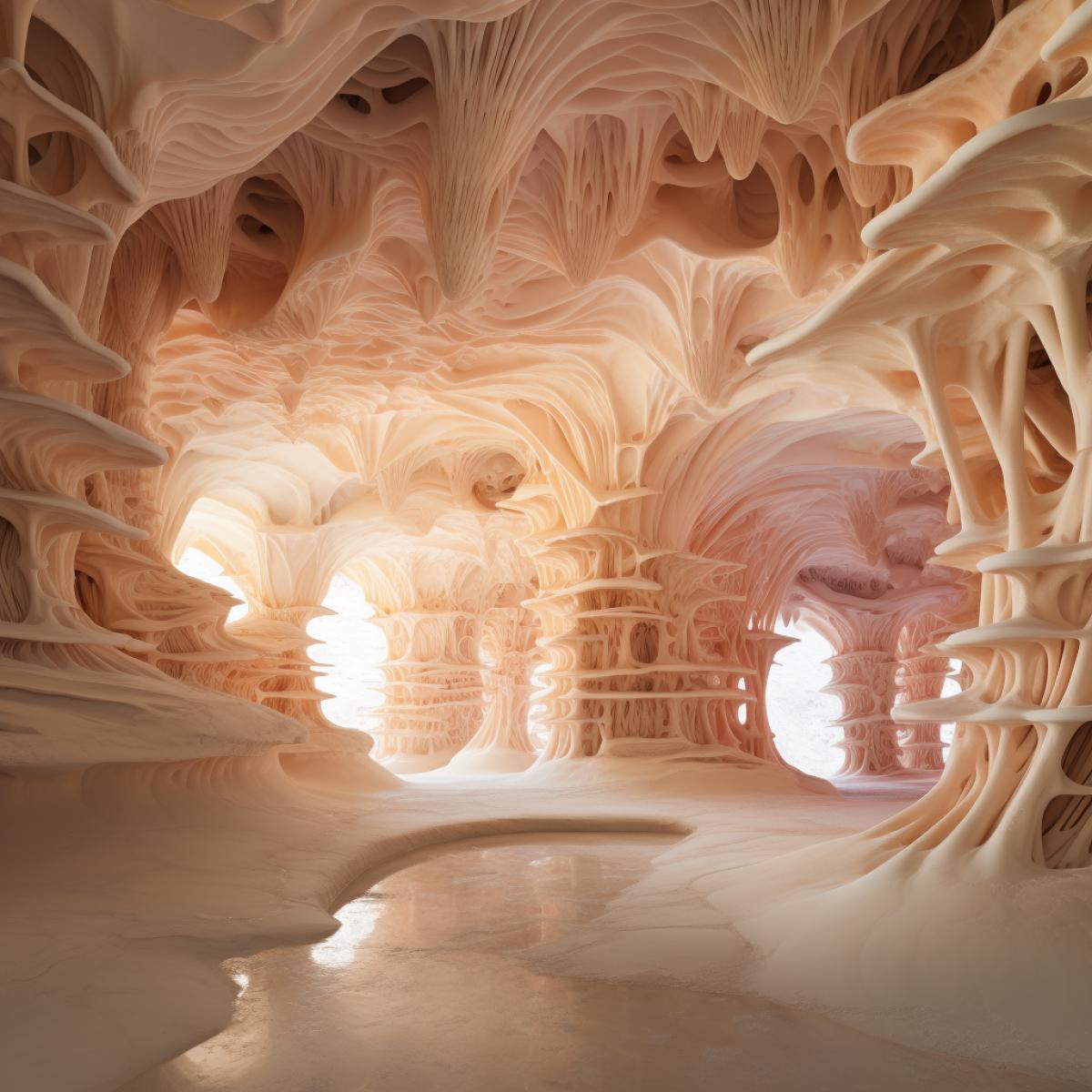 biomorphic ice cream topography cave melting cream interior liquid construction of cave houses Image