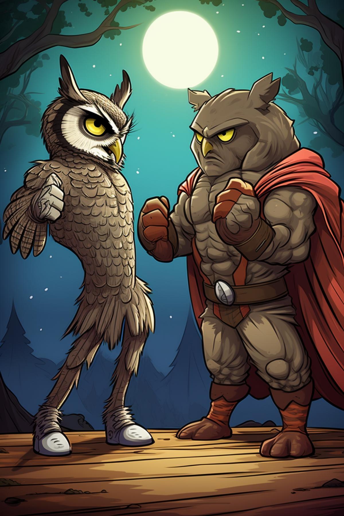 Ultimate fighter owl friendly cartoon