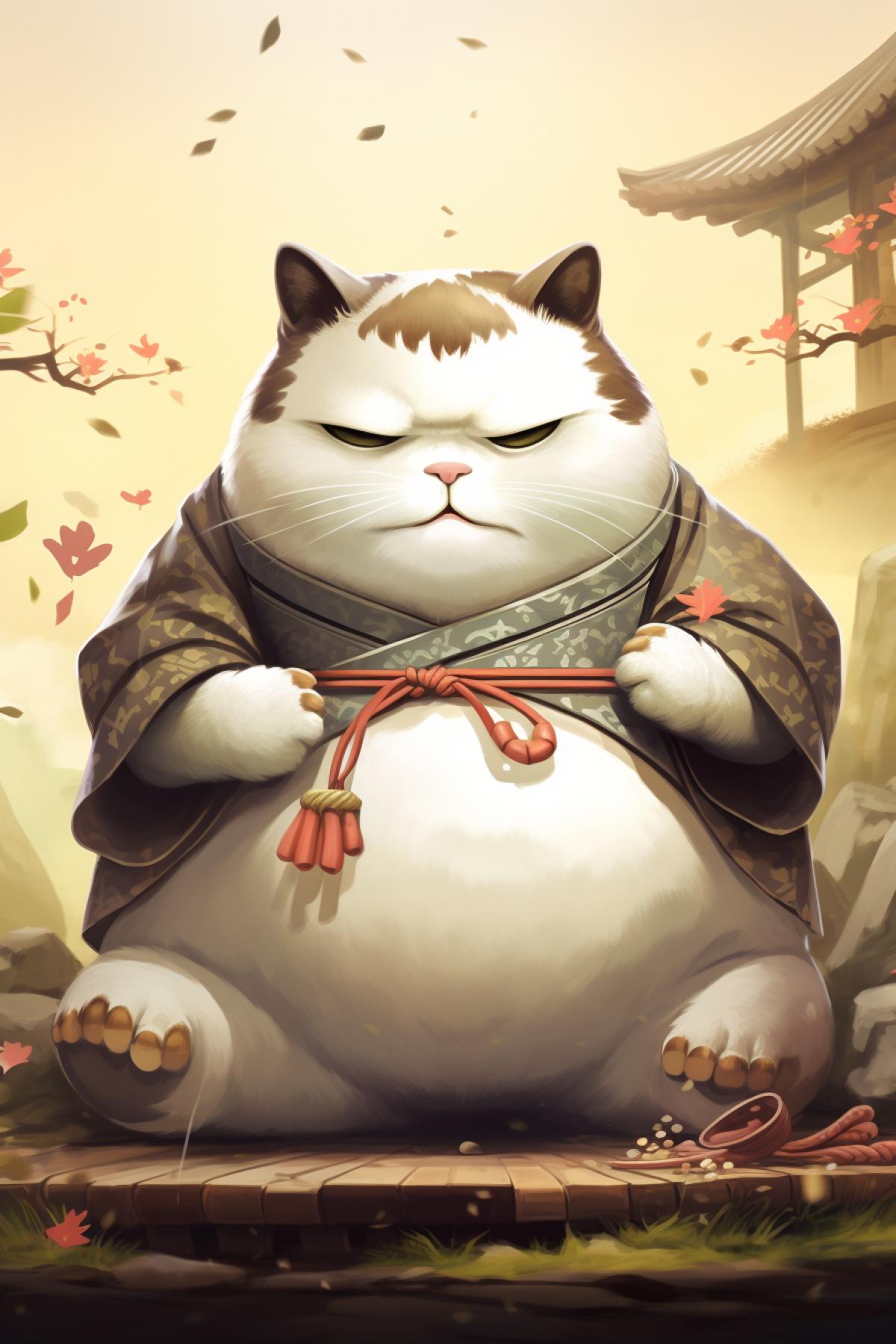 Sumo cat illustration friendly cartoon