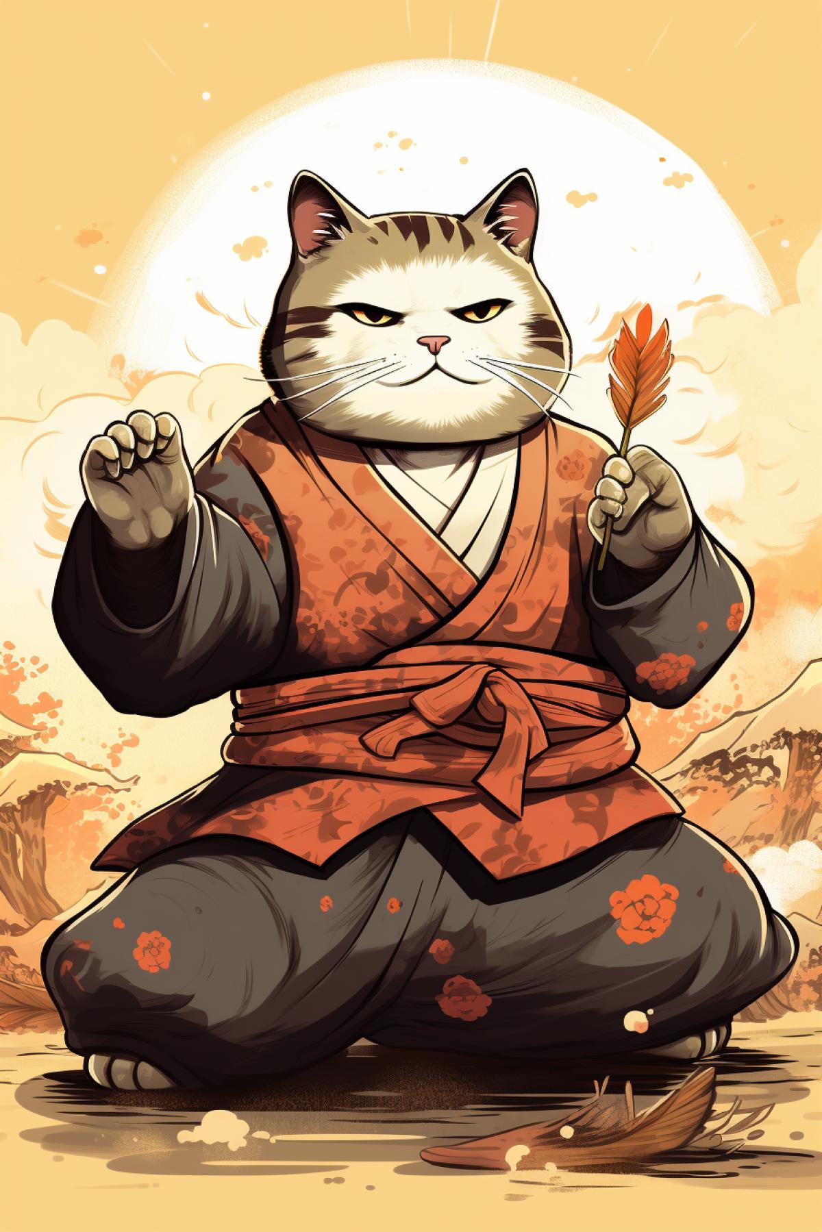 Sumo cat illustration friendly cartoon